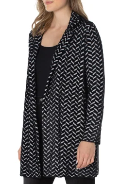 Jackets|Coatigans-Liverpool Los Angeles OPEN FRONT COATIGAN SWEATER Blackherringbone