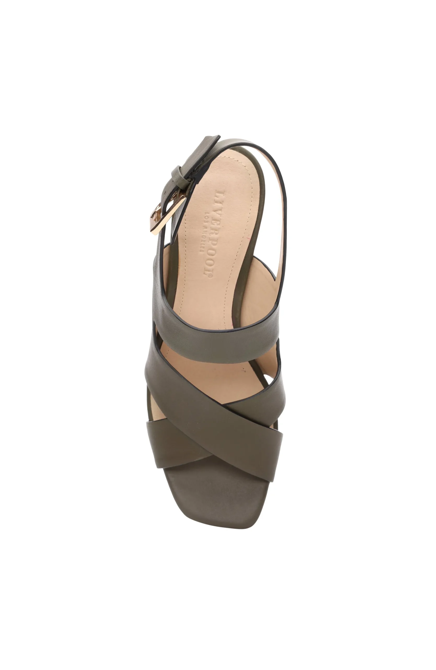 Heels-Liverpool Los Angeles PARAMOUNT CROSS STRAP HEEL Olive