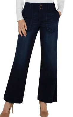 Jeans-Liverpool Los Angeles PATCH POCKET WIDE LEG TROUSER Summitlake