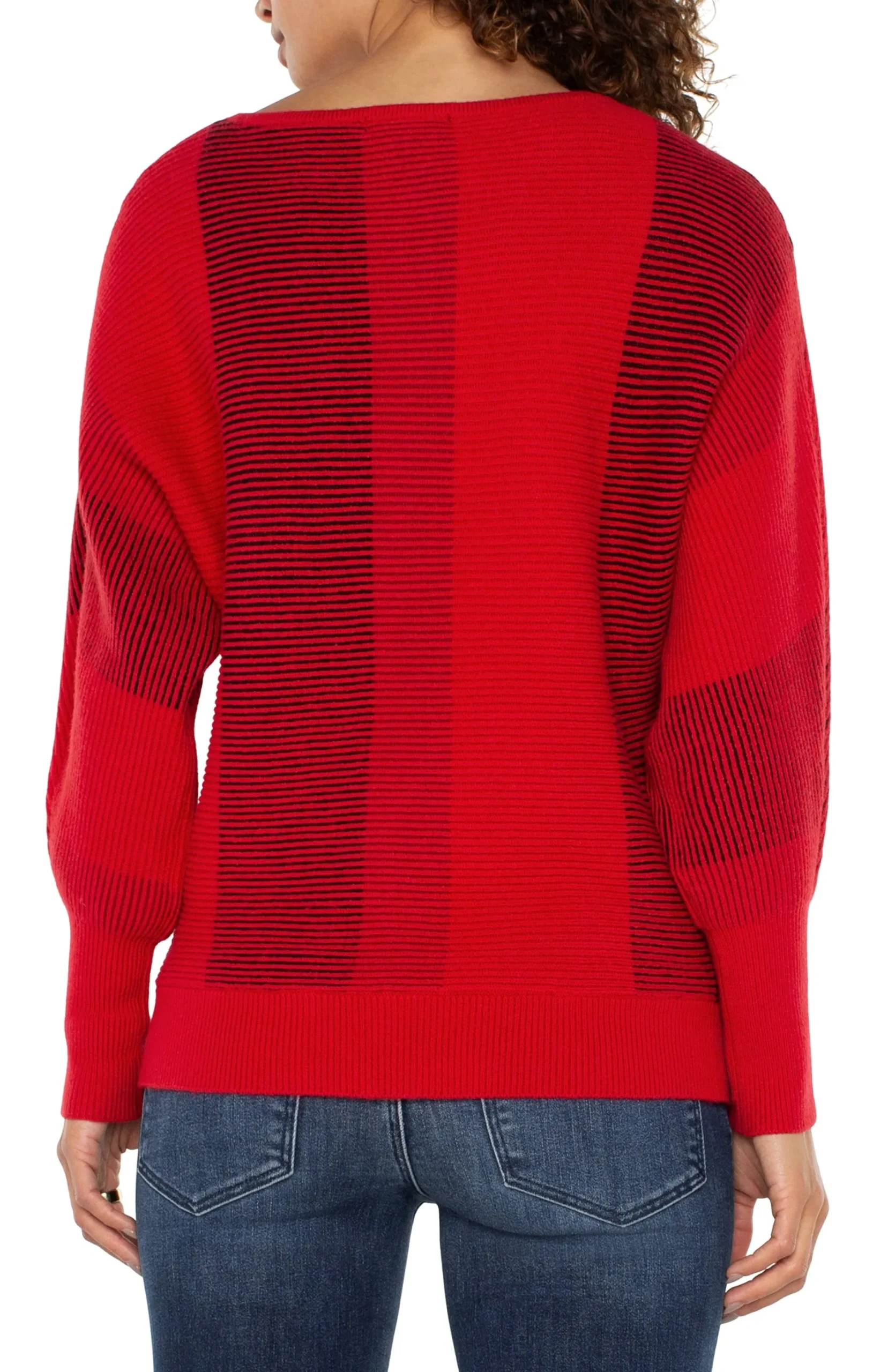 Tops-Liverpool Los Angeles PETITE BOAT NECK DOLMAN SWEATER Tangoredmulti