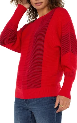 Tops-Liverpool Los Angeles PETITE BOAT NECK DOLMAN SWEATER Tangoredmulti