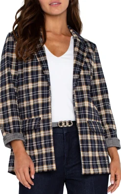 Jackets-Liverpool Los Angeles PETITE BOYFRIEND BLAZER Darknavytartanplaid