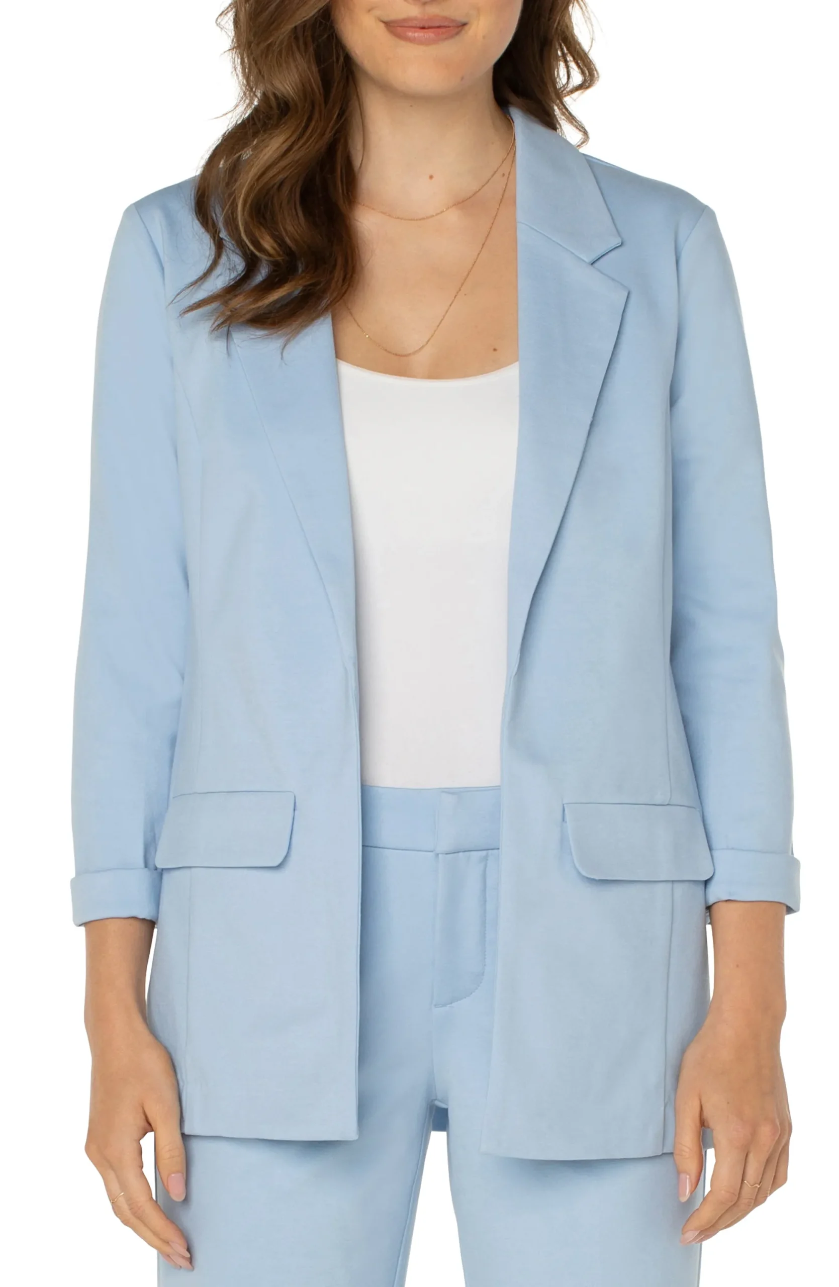 Jackets-Liverpool Los Angeles PETITE BOYFRIEND BLAZER WITH PRINCESS DARTS Mistyblue