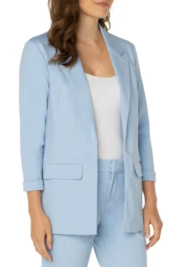 Jackets-Liverpool Los Angeles PETITE BOYFRIEND BLAZER WITH PRINCESS DARTS Mistyblue