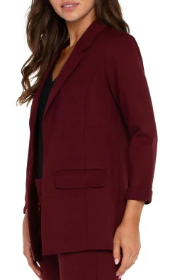 Jackets-Liverpool Los Angeles PETITE BOYFRIEND BLAZER WITH PRINCESS DARTS Bordeaux