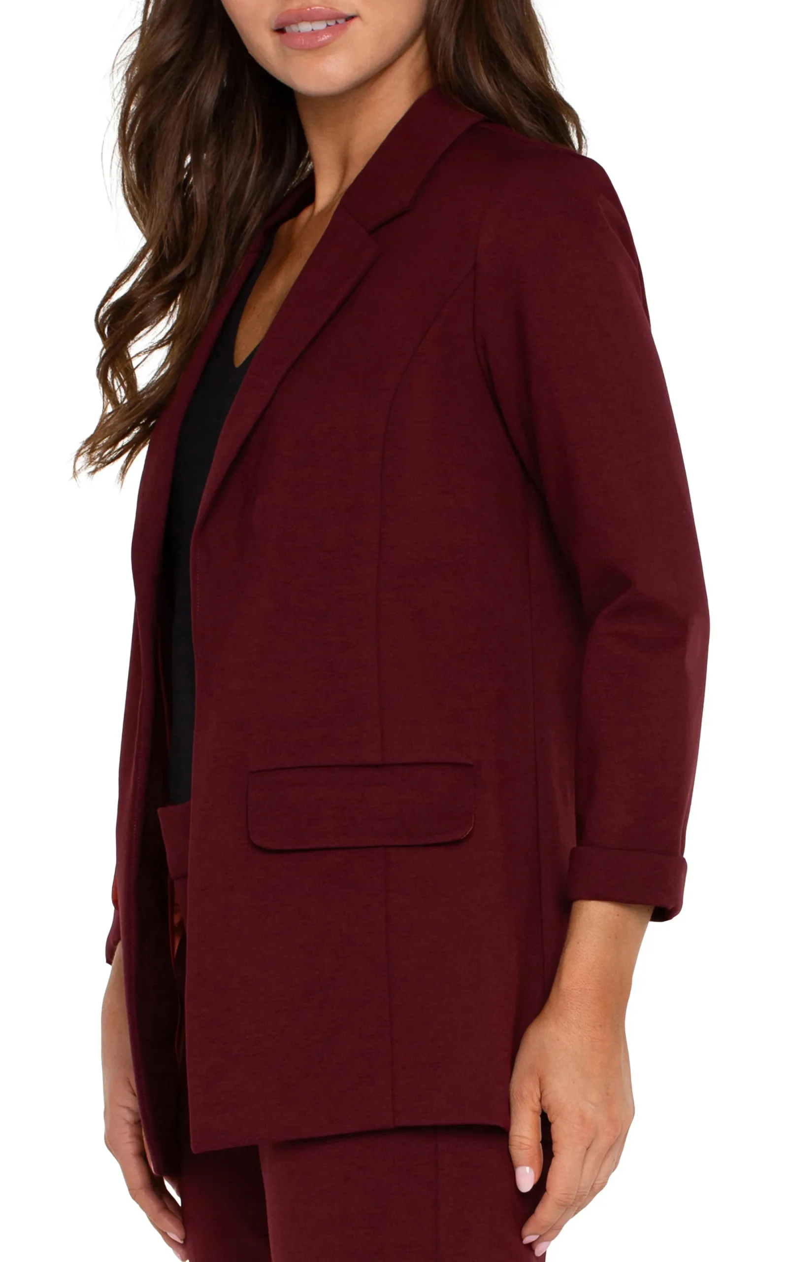 Jackets-Liverpool Los Angeles PETITE BOYFRIEND BLAZER WITH PRINCESS DARTS Bordeaux