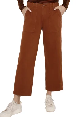 Pants-Liverpool Los Angeles PETITE CARGO WIDE LEG CROP Burlywood