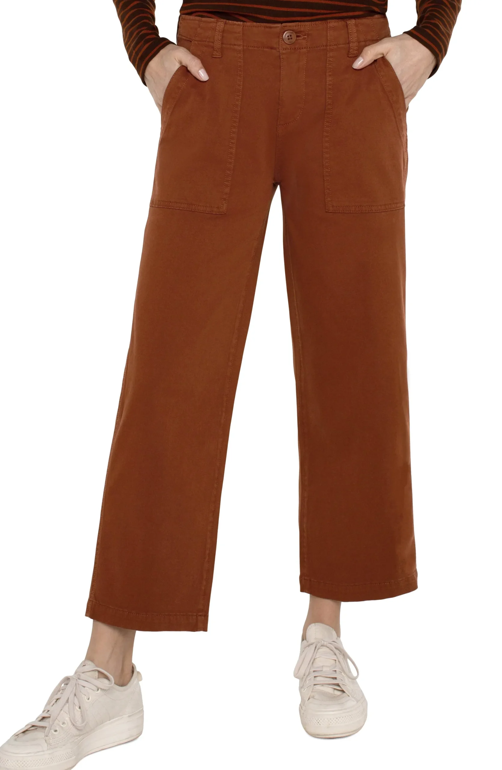 Pants-Liverpool Los Angeles PETITE CARGO WIDE LEG CROP Burlywood