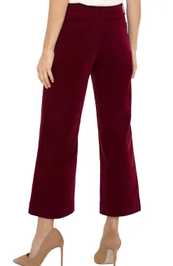 Pants-Liverpool Los Angeles PETITE CORDUROY CROP WIDE LEG Ruby