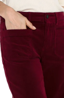 Pants-Liverpool Los Angeles PETITE CORDUROY CROP WIDE LEG Ruby