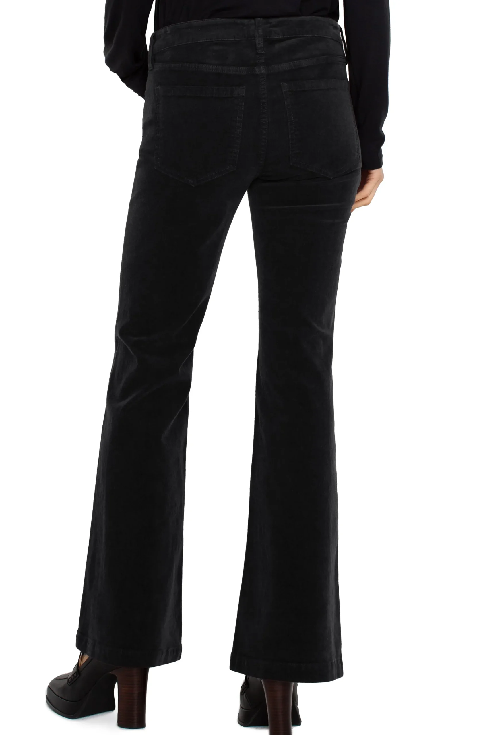 Pants-Liverpool Los Angeles PETITE HANNAH FLARE CORDUROY Onyx