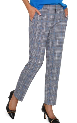 Pants-Liverpool Los Angeles PETITE KELSEY KNIT TROUSER Bluetopazplaid