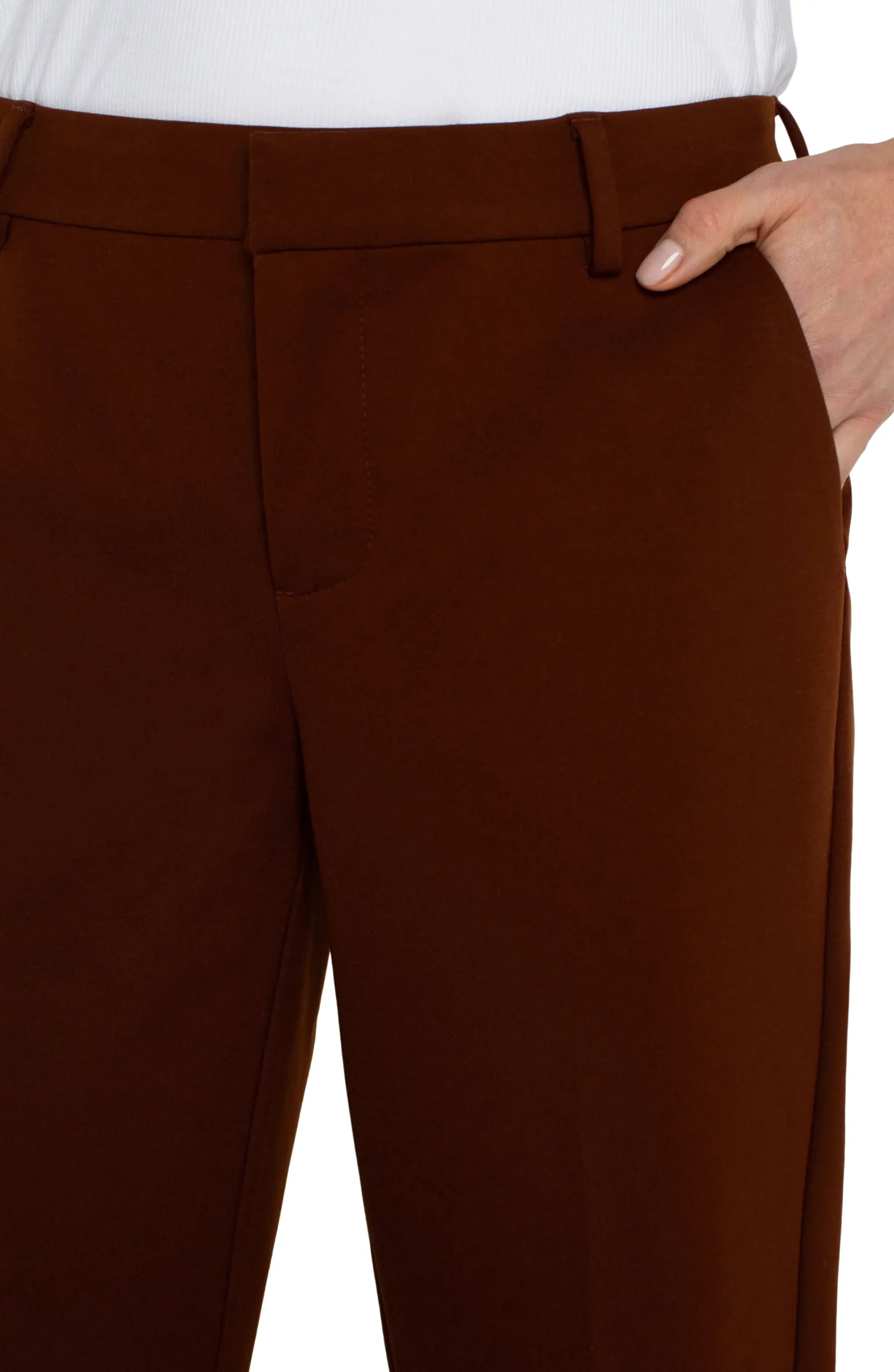Pants-Liverpool Los Angeles PETITE KELSEY KNIT TROUSER SUPER STRETCH Richmahogany