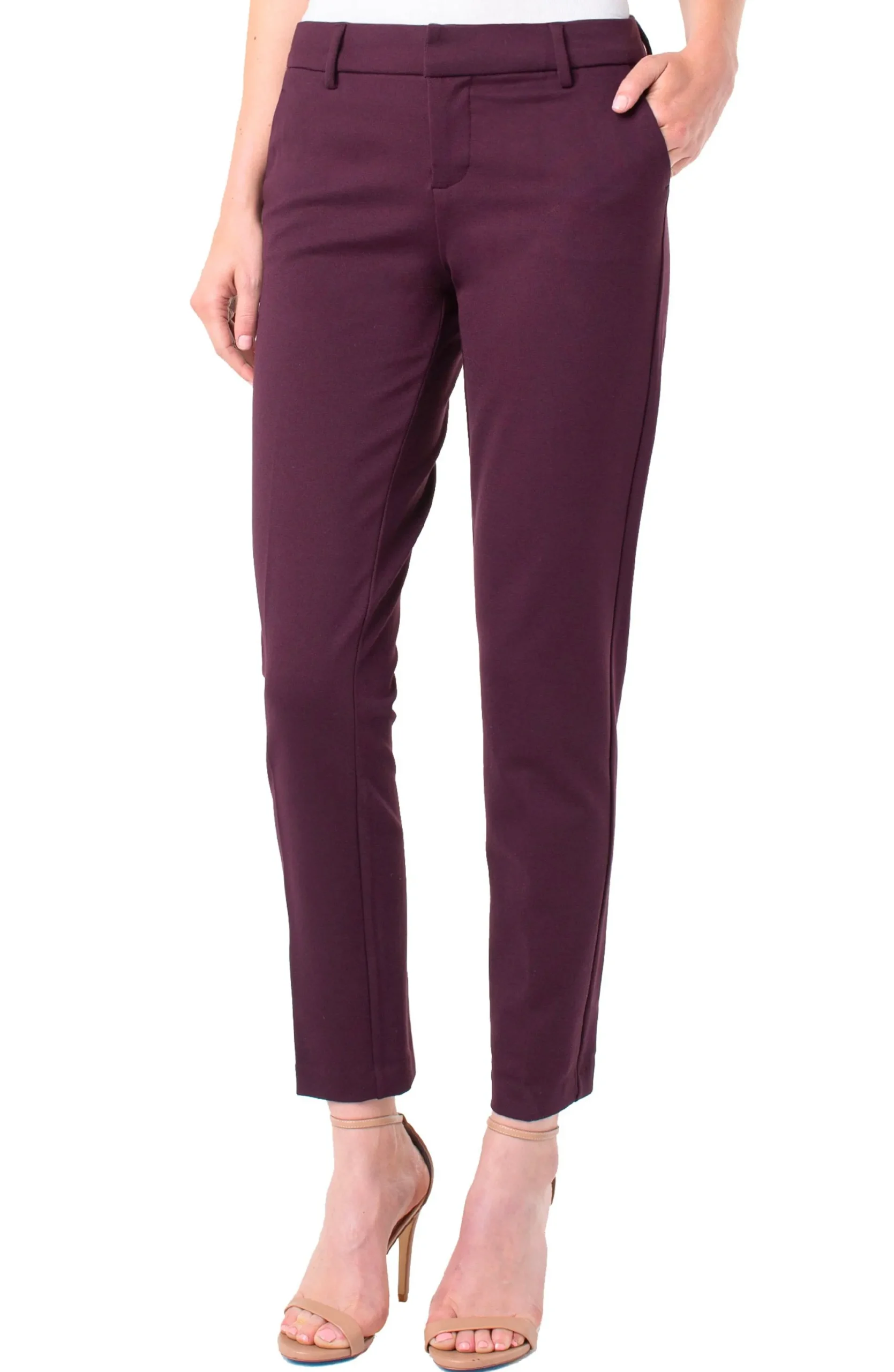 Pants-Liverpool Los Angeles PETITE KELSEY TROUSER Aubergine