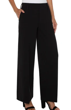 Pants-Liverpool Los Angeles PETITE KELSEY WIDE LEG TROUSER Black
