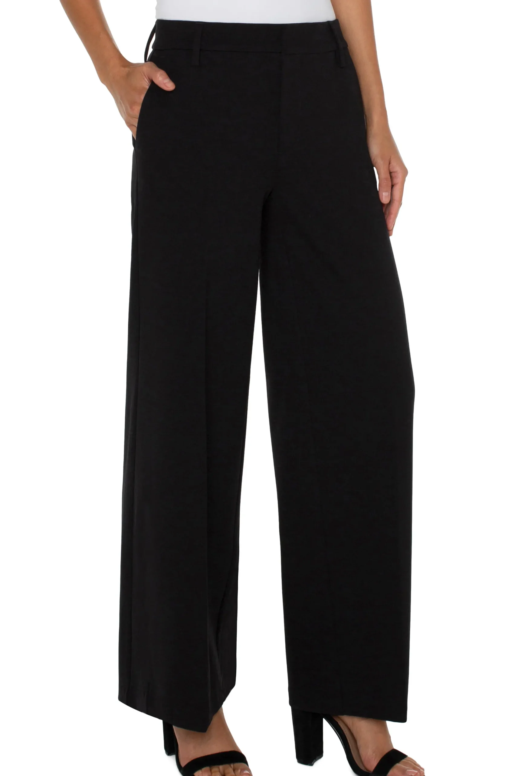 Pants-Liverpool Los Angeles PETITE KELSEY WIDE LEG TROUSER Black