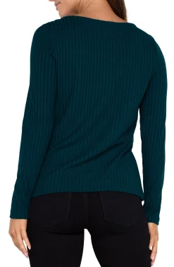 Tops-Liverpool Los Angeles PETITE LONG SLEEVE BOAT NECK KNIT TOP Darkforest