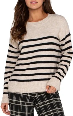 Tops-Liverpool Los Angeles PETITE LONG SLEEVE CREW NECK DROP SHOULDER SWEATER Oatmealheather