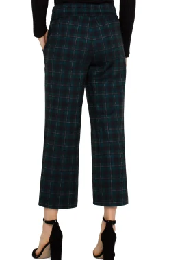 Pants-Liverpool Los Angeles PETITE MABEL PULL-ON CROP Darkforesttartanplaid