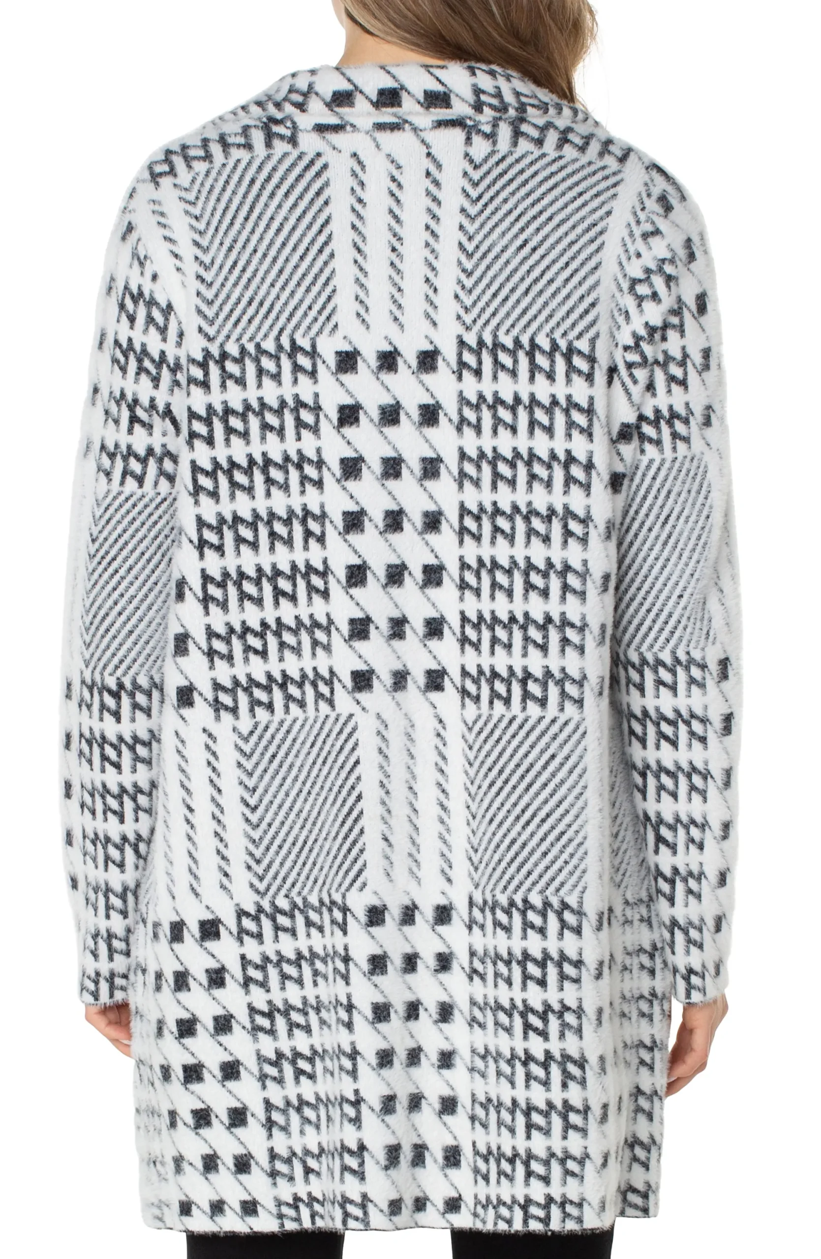 Jackets-Liverpool Los Angeles PETITE OPEN FRONT COATIGAN SWEATER Blackwhitemixedplaid