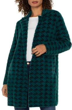 Jackets-Liverpool Los Angeles PETITE OPEN FRONT COATIGAN SWEATER Darkforesthoundstooth