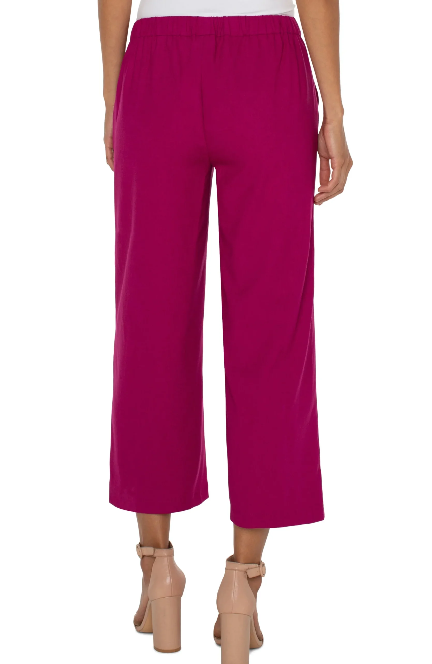 Pants-Liverpool Los Angeles PETITE PULL-ON WIDE LEG CROP TROUSER Fuchsiakiss