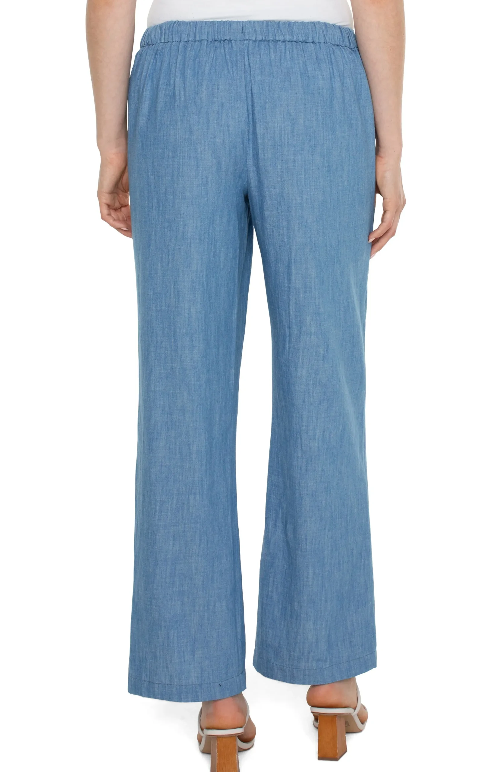 Pants-Liverpool Los Angeles PETITE RELAXED WIDE LEG Chambray