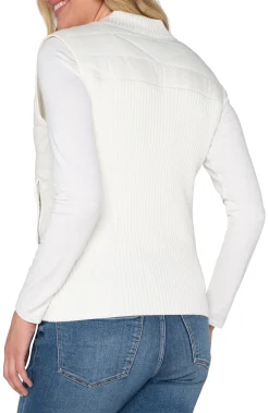 Jackets-Liverpool Los Angeles PETITE SLEEVELESS QUILTED FULL ZIP SWEATER VEST Porcelain