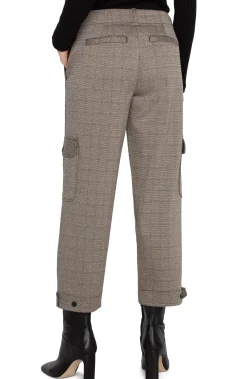 Pants-Liverpool Los Angeles PETITE UTILITY CARGO CROP WITH TAB HEM Peppercornplaid