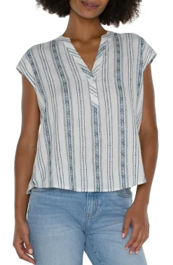 Tops-Liverpool Los Angeles PETITE WOVEN DOLMAN TOP Noveltycreamstripe