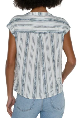 Tops-Liverpool Los Angeles PETITE WOVEN DOLMAN TOP Noveltycreamstripe