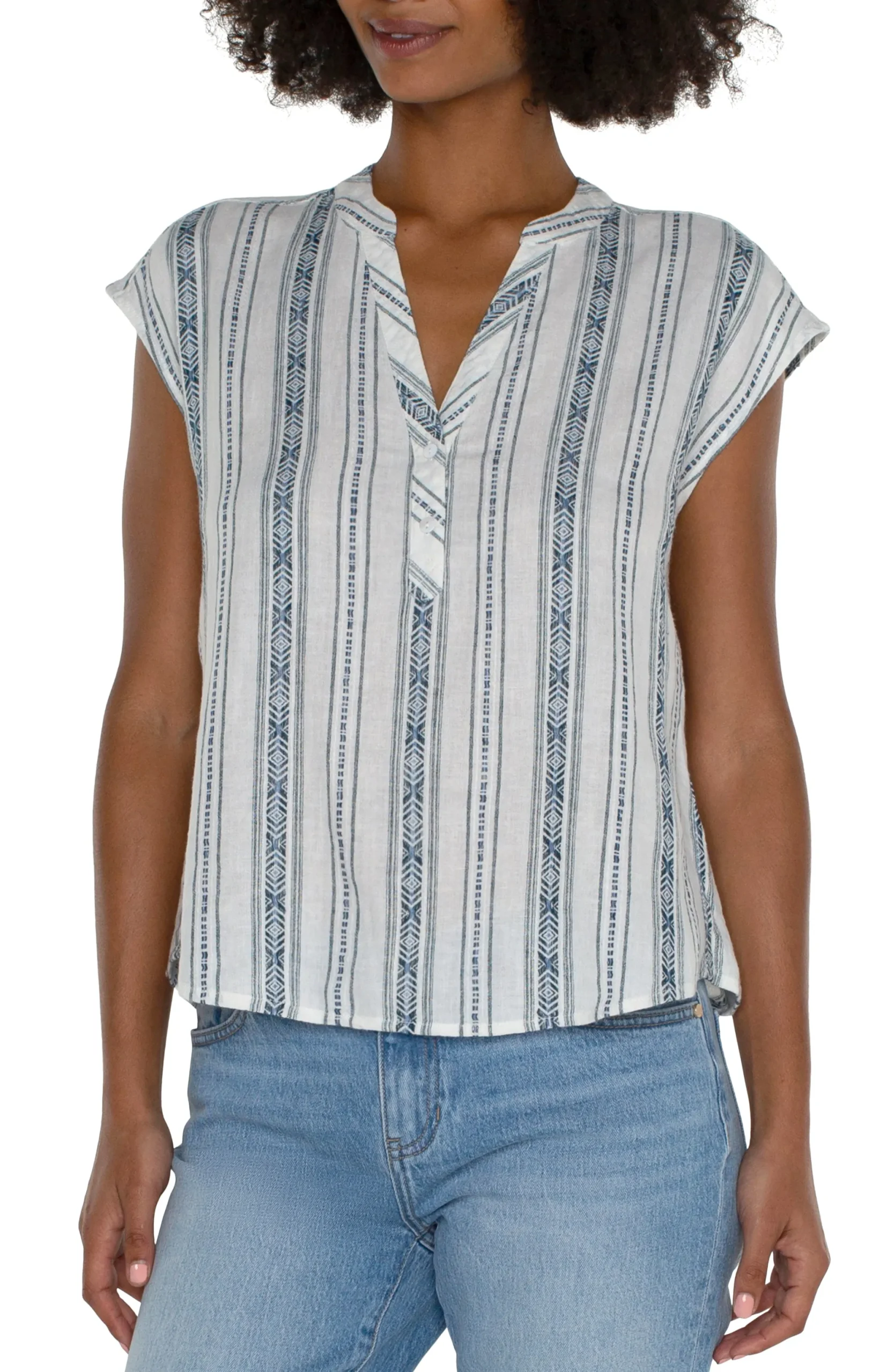Tops-Liverpool Los Angeles PETITE WOVEN DOLMAN TOP Noveltycreamstripe