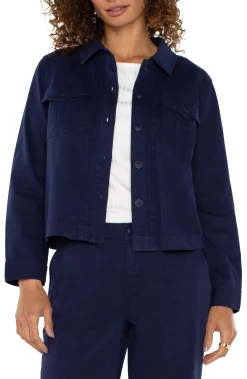 Jackets-Liverpool Los Angeles PLEAT BACK CROP JACKET Lapisink