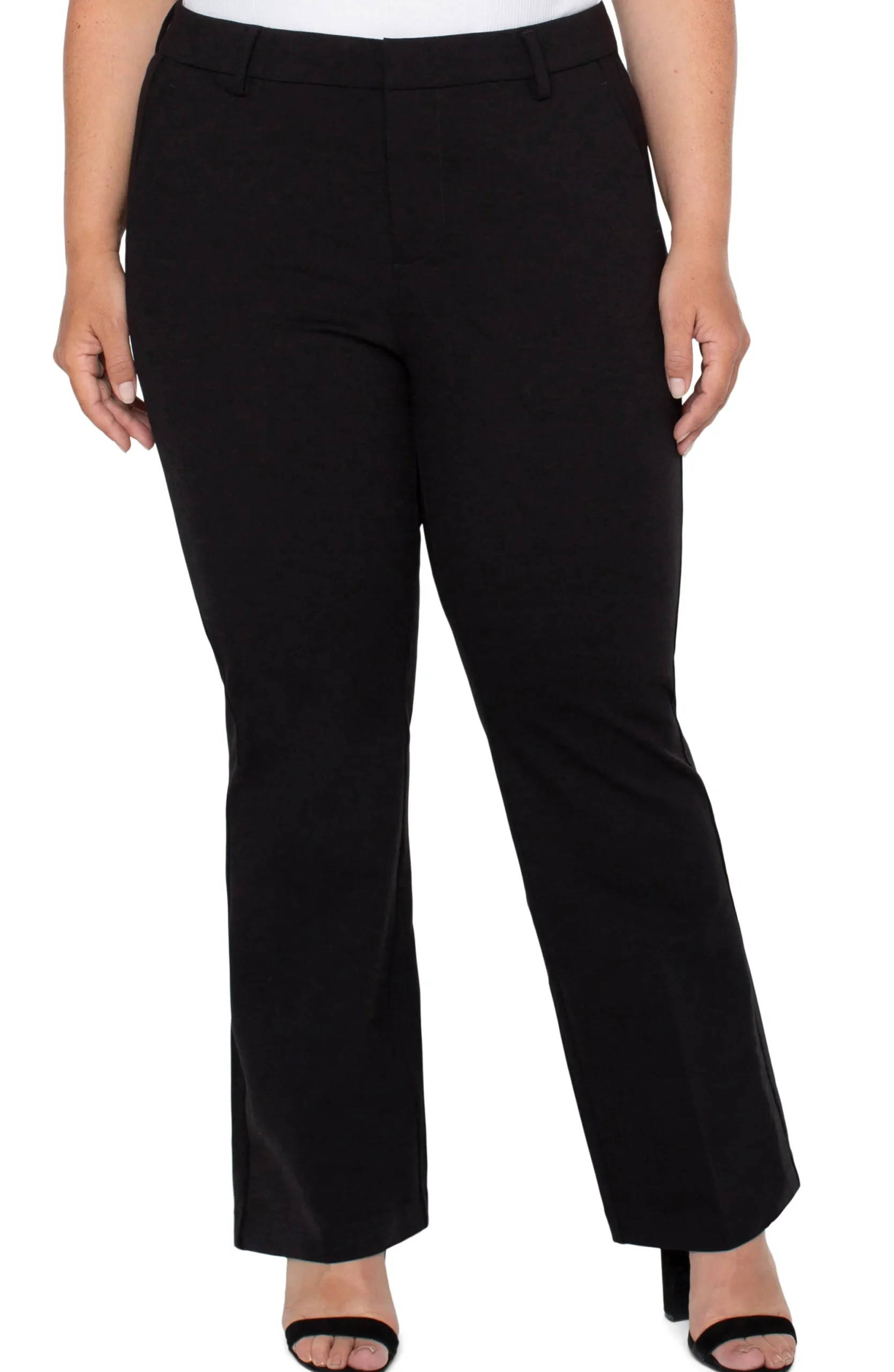Pants-Liverpool Los Angeles PLUS KELSEY FLARE TROUSER SUPER STRETCH PONTE Black