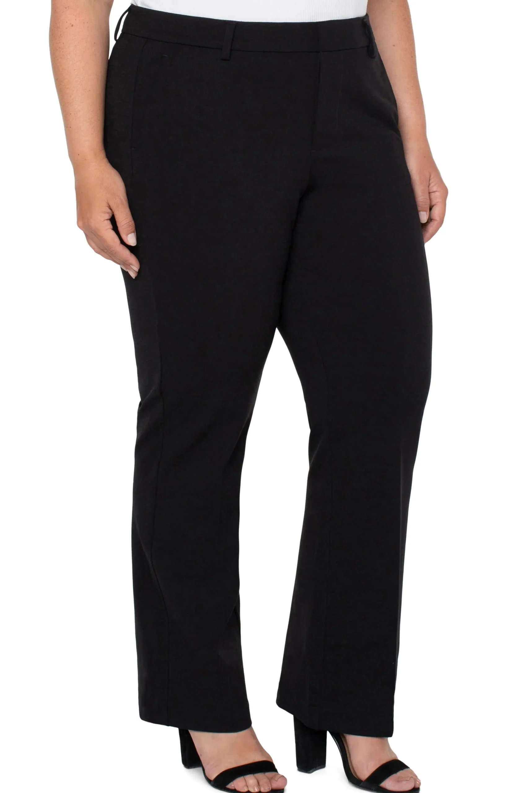 Pants-Liverpool Los Angeles PLUS KELSEY FLARE TROUSER SUPER STRETCH PONTE Black