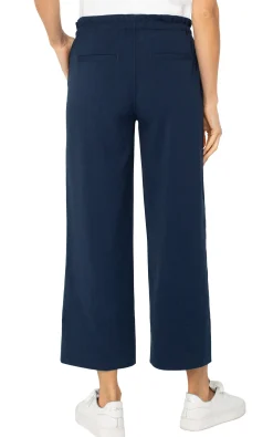 Pants|Knit Pull-On-Liverpool Los Angeles PULL-ON TIE WAIST WIDE LEG ANKLE Darknavy