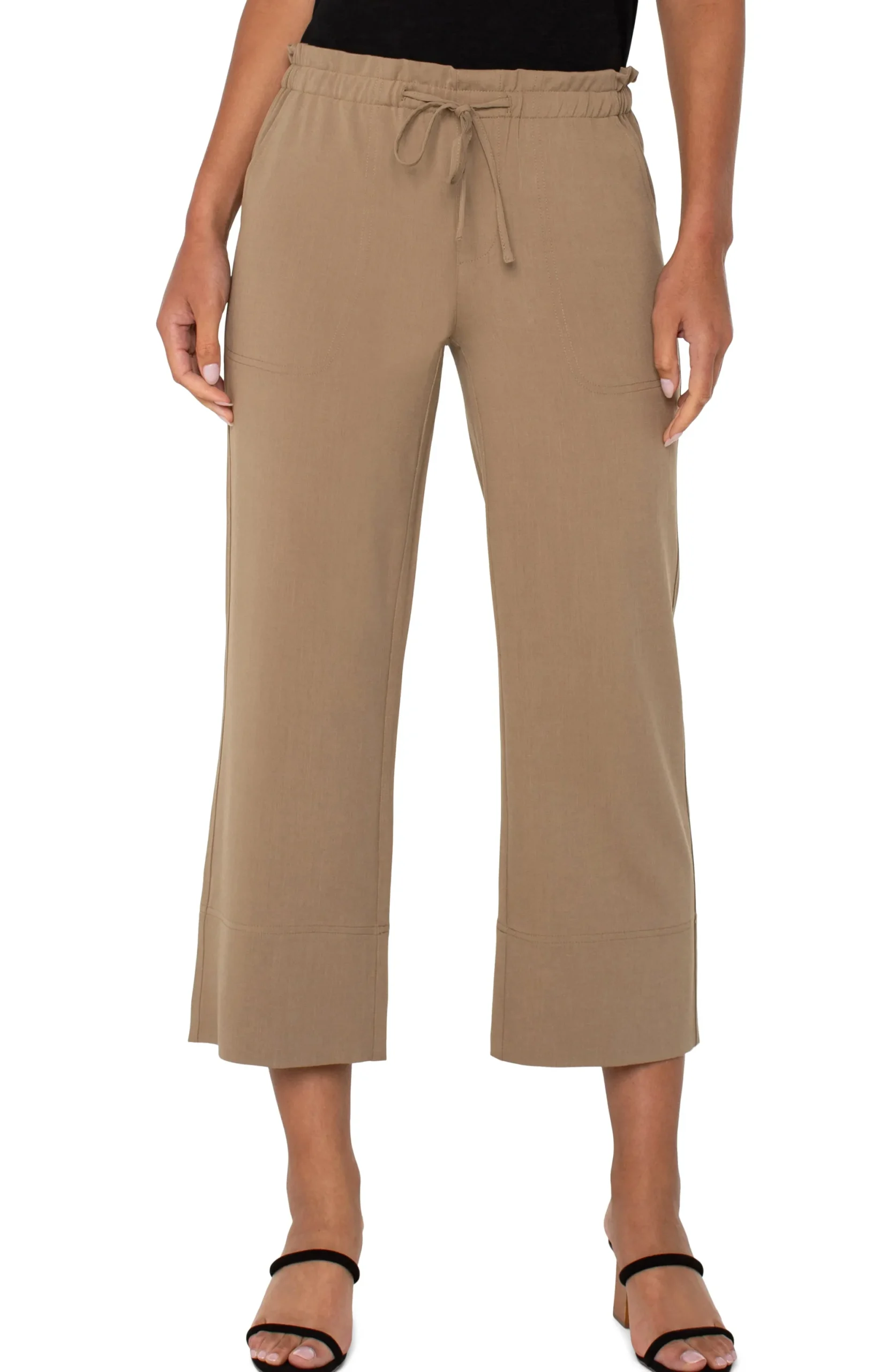 Pants|Knit Pull-On-Liverpool Los Angeles PULL-ON TIE WAIST WIDE LEG ANKLE Palosanto