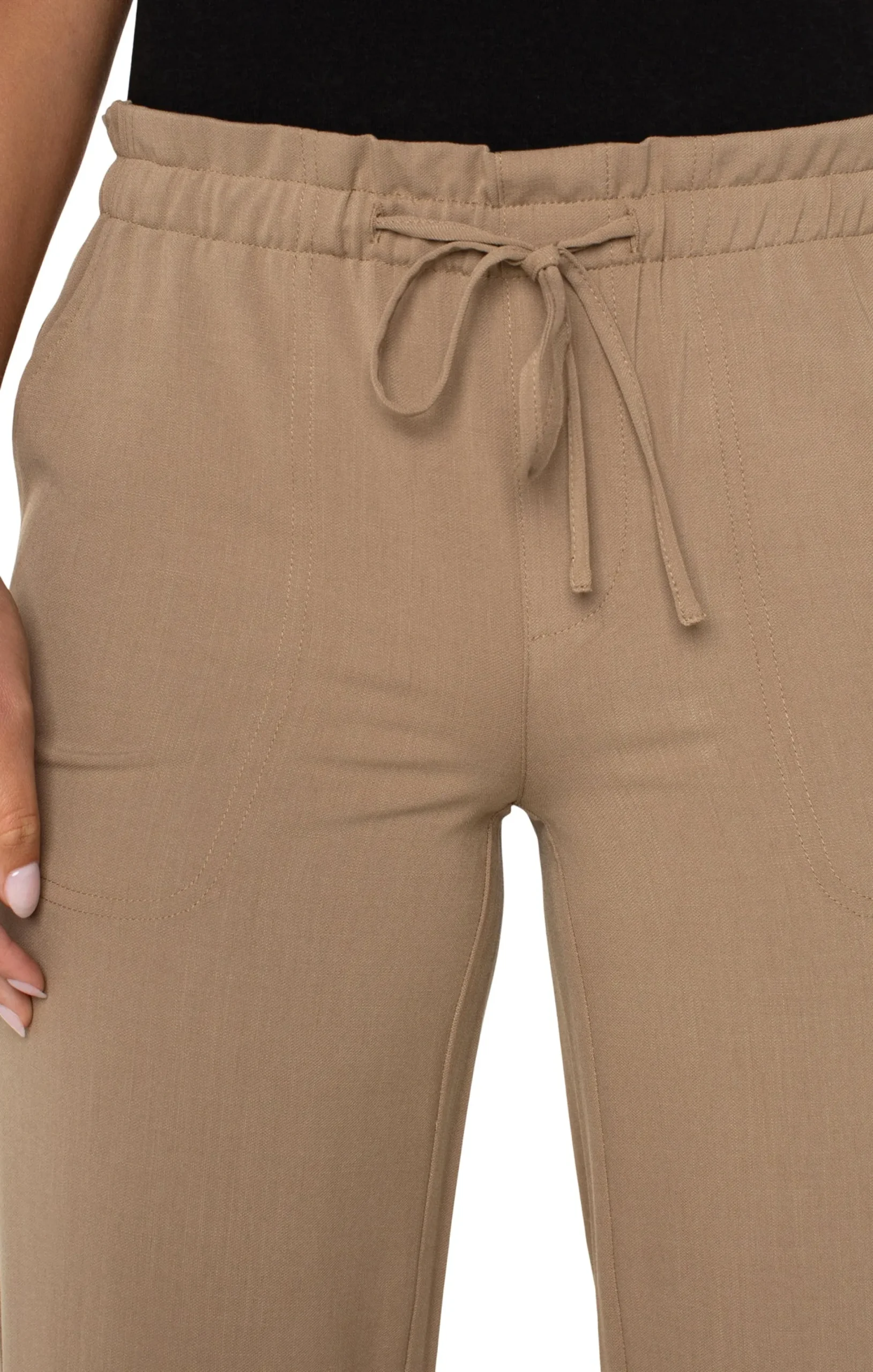 Pants|Knit Pull-On-Liverpool Los Angeles PULL-ON TIE WAIST WIDE LEG ANKLE Palosanto