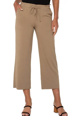 Pants|Knit Pull-On-Liverpool Los Angeles PULL-ON TIE WAIST WIDE LEG ANKLE Palosanto