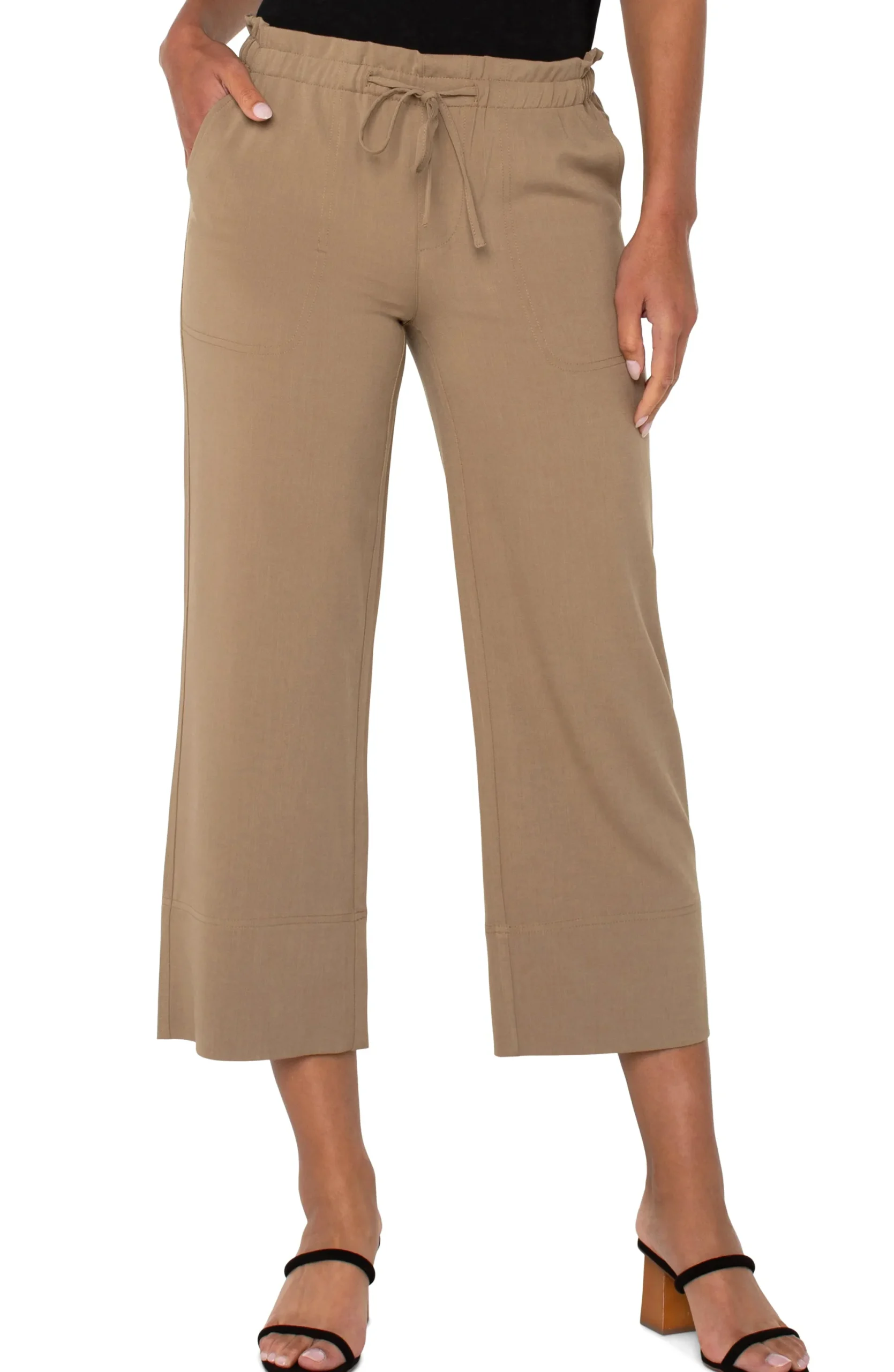 Pants|Knit Pull-On-Liverpool Los Angeles PULL-ON TIE WAIST WIDE LEG ANKLE Palosanto