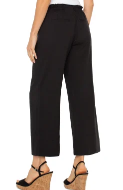 Pants|Knit Pull-On-Liverpool Los Angeles PULL-ON TIE WAIST WIDE LEG ANKLE Black