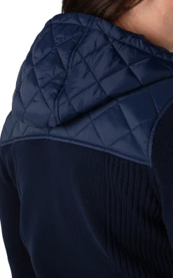 Jackets-Liverpool Los Angeles QUILTED FRONT FULL ZIP HOODED SWEATER Darknavy