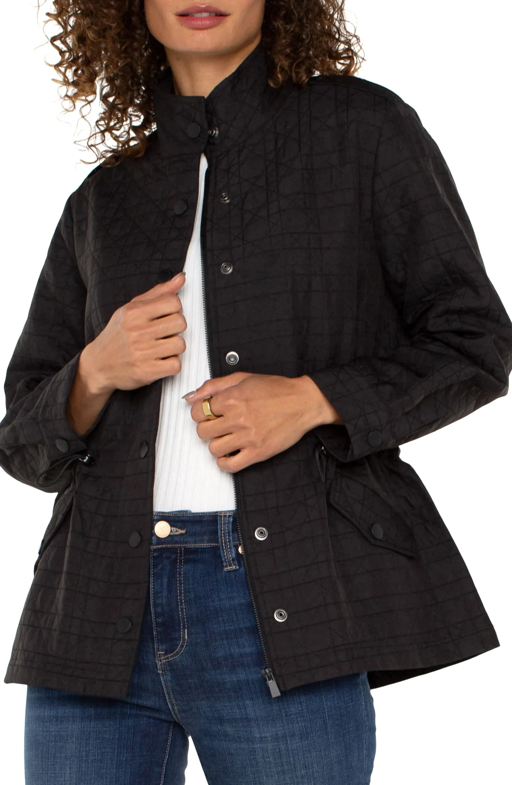 Jackets-Liverpool Los Angeles QUILTED UTILITY JACKET Black