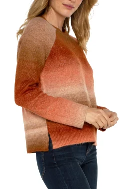 Sweaters-Liverpool Los Angeles RAGLAN SWEATER WITH SIDE SLITS Orangeombre