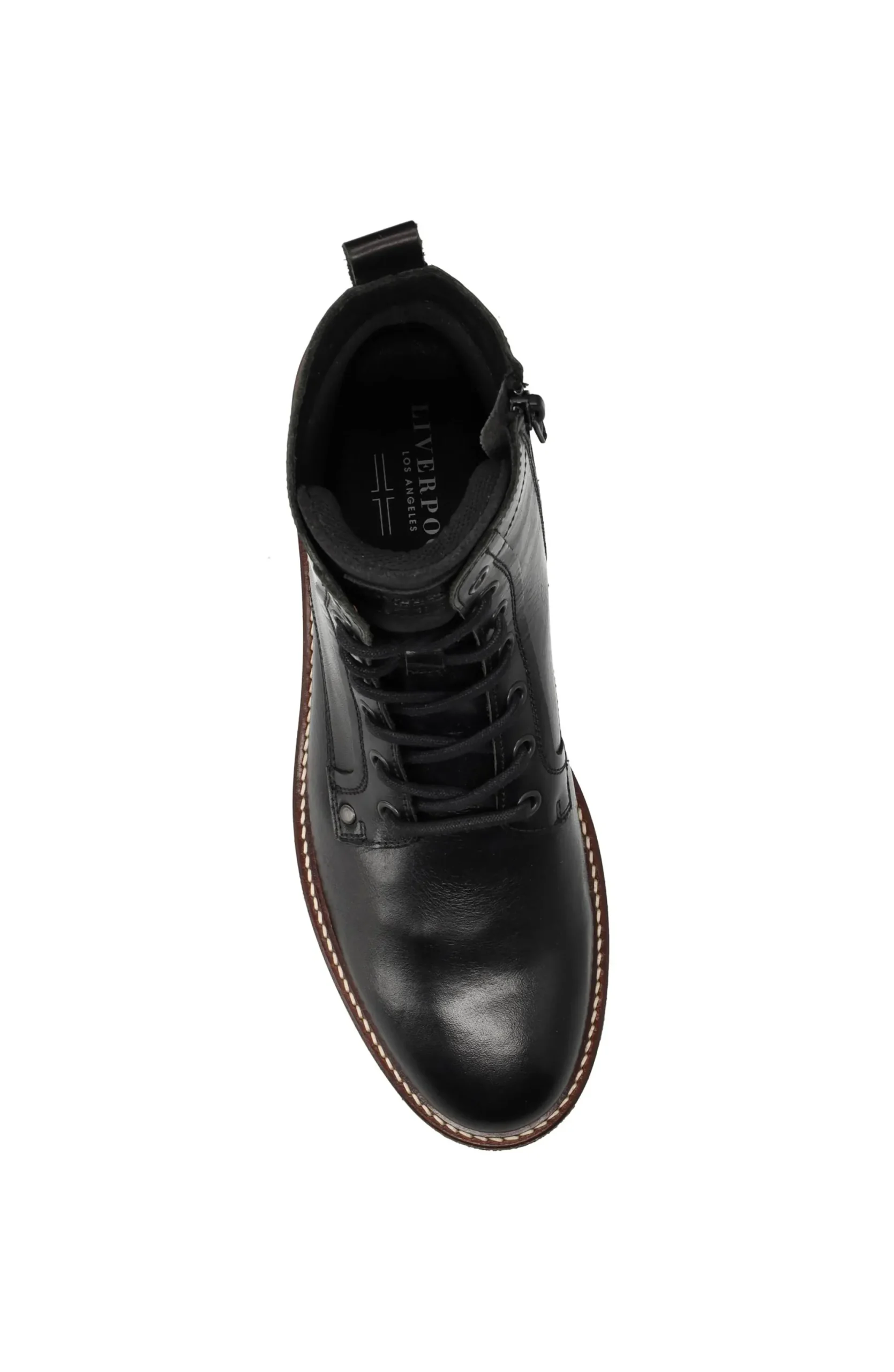 Boots-Liverpool Los Angeles RICHARD BURNISHED LEATHER LACE UP BOOT Black