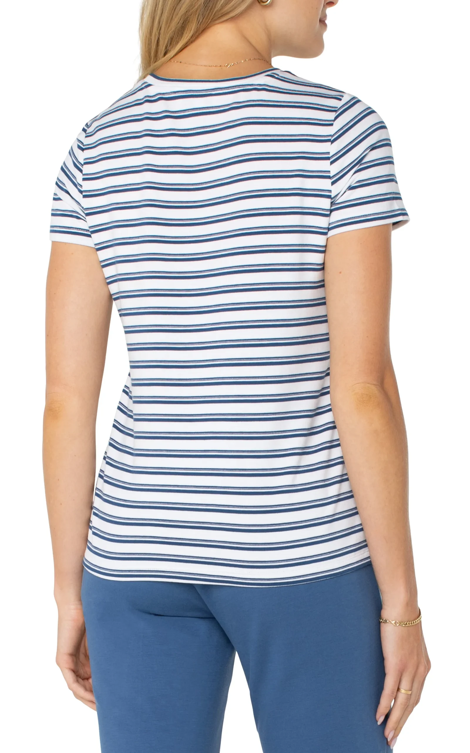 Tees-Liverpool Los Angeles SHORT SLEEVE CREW NECK CLASSIC KNIT TEE Whiteindigoduskstripe