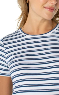 Tees-Liverpool Los Angeles SHORT SLEEVE CREW NECK CLASSIC KNIT TEE Whiteindigoduskstripe