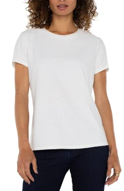 Tees|Tops-Liverpool Los Angeles SHORT SLEEVE CREW NECK TEE WITH RIB TRIM White