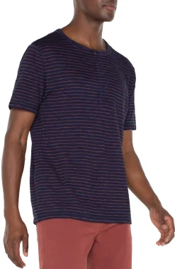 Tees-Liverpool Los Angeles SHORT SLEEVE HENLEY Darkindigo