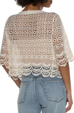 Jackets-Liverpool Los Angeles SHORT SLEEVE LACE BOLERO Antiqueivory
